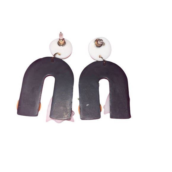 Clay Halloween Black and White Ghost Earrings - Picture 3 of 5